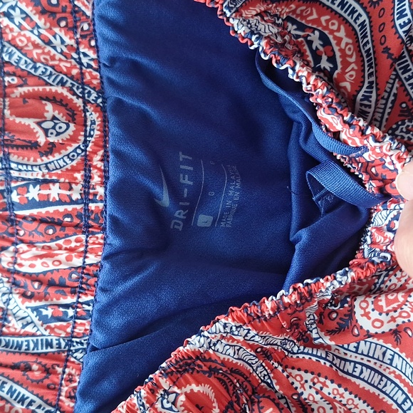 Nike Dri Fit Tempo Paisley Red White Blue Bandana Lined Running Shorts Large - Picture 3 of 3